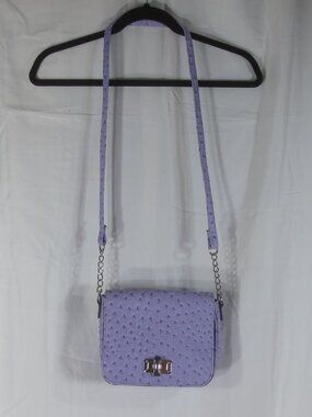 NEW Unlisted Bag Purple Faux Ostrich Lined Multi Pocket Small Shoulder Purse